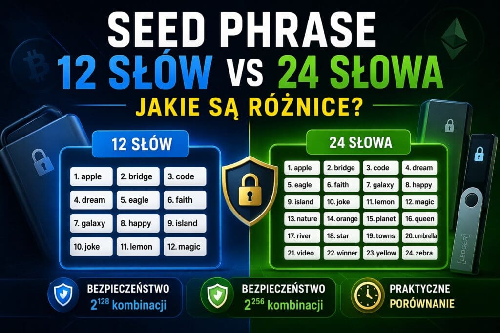 seed phrase 12 słów vs 24 słowa różnice bezpieczeństwo portfela kryptowalut