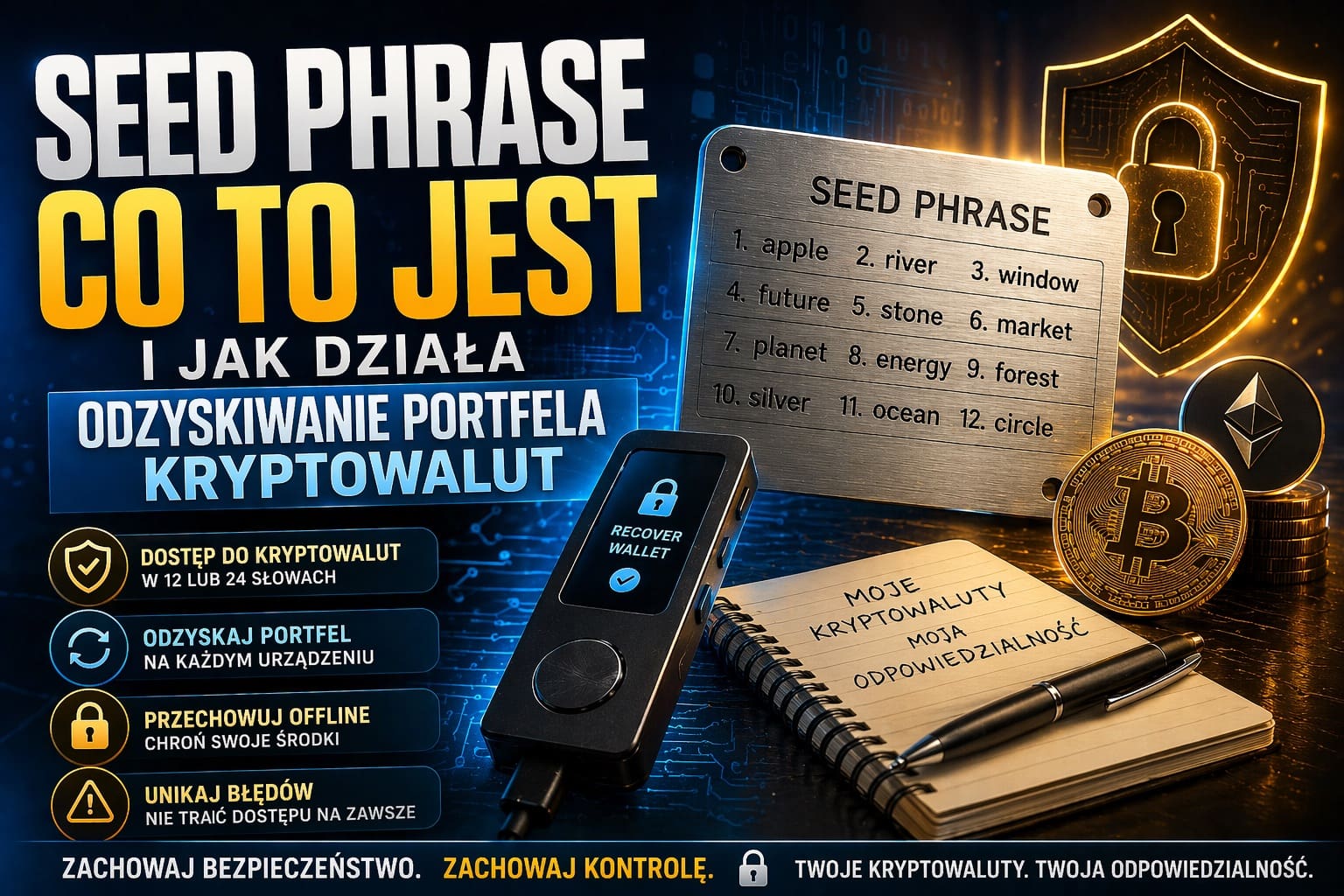Seed phrase – co to jest i jak działa odzyskiwanie portfela kryptowalut oraz dlaczego należy przechowywać seed phrase offline